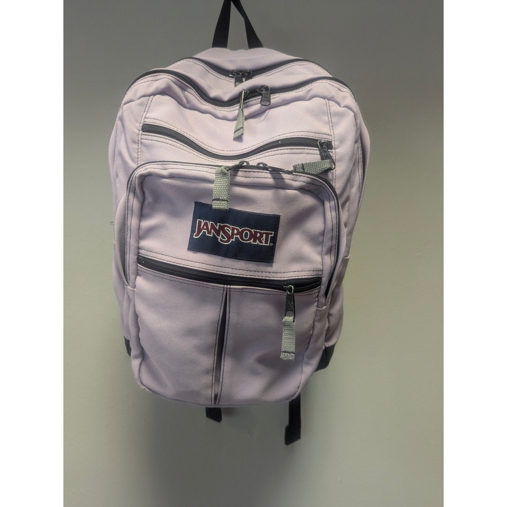 JanSport Lavender Pink Multi Compartment School Backpack Black Trim‎ 17 Inch